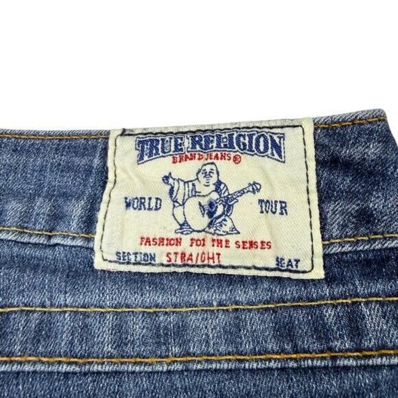 TRUE RELIGION Y2K Rhinestone Straight Leg Jean Size 28 Made In USA - Picture 6 of 8